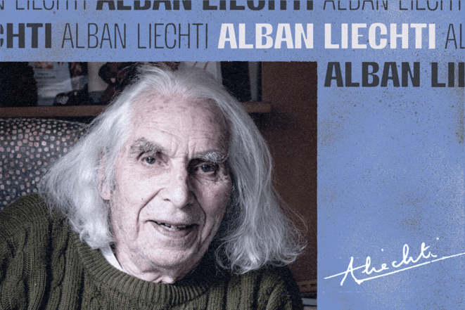 Alban Liechti, l’anticolonialiste à l’origine des refus de combattre en Algérie © Illustration Justine Vernier / Mediapart avec une de photo Thomas Liechti