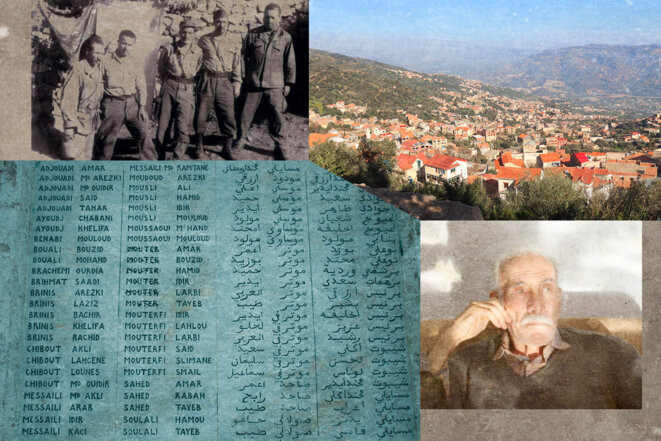 En Kabylie, souvenirs d’un massacre : « Mes deux oncles sont sortis, ils ont tous les deux été abattus » © Photomontage Mediapart avec DR et Julien Thiébaut