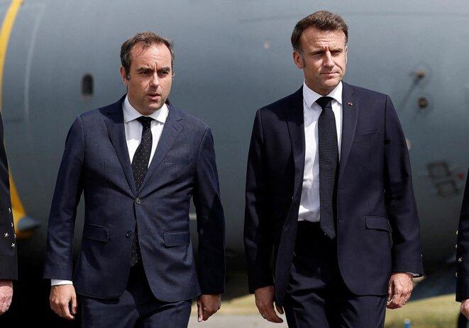 Sébastien Lecornu et Emmanuel Macron lors d'une visite au Salon du Bourget, le 20 juin 2025. © Photo Benoit Tessier / Pool / AFP