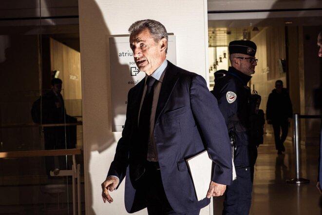 Nicolas Sarkozy au tribunal de Paris le 17 février 2025. © Photo Bastien Ohier / Hans Lucas via AFP
