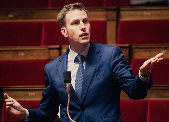 Charles Sitzenstuhl, député Ensemble pour la République, à l'Assemblée nationale, le 3 juillet 2025. © Photo Bastien Ohier / Hans Lucas via AFP